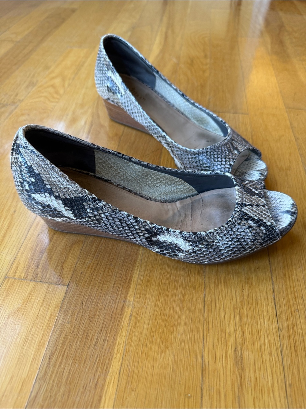 Cole Haan Women's Peep-Toe Wedge Pumps in Snake Print
